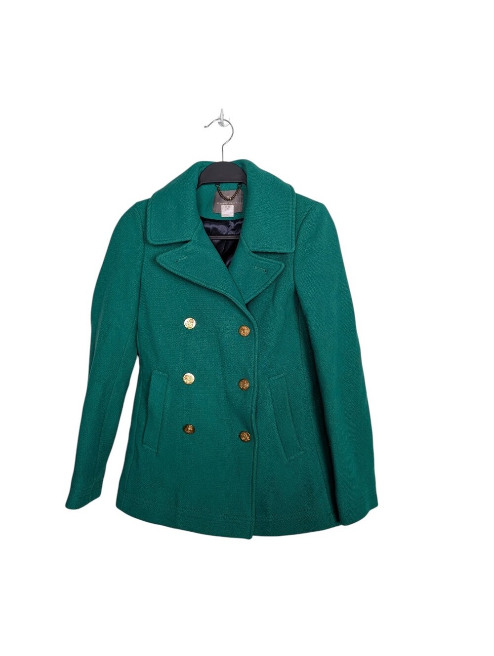 J. Crew Majesty Peacoat Jacket Stadium Cloth Wool Green ASO New Girl Size 2 - Picture 2 of 9